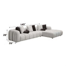 Manilla 145" Sectional Sofa w/8 Pillows, Ivory White Linen Acme