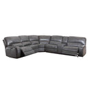 Saul Power Motion 133" Sectional Sofa, Gray Leather-Aire Acme