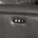 Saul Power Motion 133" Sectional Sofa, Gray Leather-Aire Acme