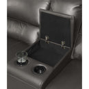 Saul Power Motion 133" Sectional Sofa, Gray Leather-Aire Acme