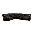 Saul Power Motion 133" Sectional Sofa, Black Leather-Aire Acme