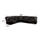 Saul Power Motion 133" Sectional Sofa, Black Leather-Aire Acme