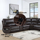 Saul Power Motion 133" Sectional Sofa, Espresso Leather-Aire Acme