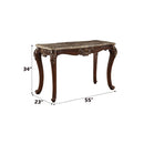 Mehadi 55" Sofa Table, Marble Top & Walnut Finish Acme