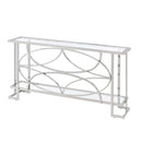 Kalan 56" Sofa Table, Glass & Silver Finish Acme