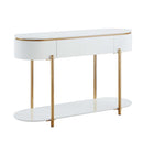 Daveigh 47" Sofa Table, White  High Gloss & Gold Finish Acme