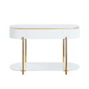 Daveigh 47" Sofa Table, White  High Gloss & Gold Finish Acme