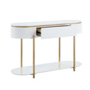 Daveigh 47" Sofa Table, White  High Gloss & Gold Finish Acme