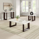 Edwyn 48" Sofa Table, White Natural Marble Top & Brown Finish Acme