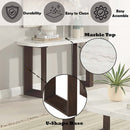 Edwyn 48" Sofa Table, White Natural Marble Top & Brown Finish Acme