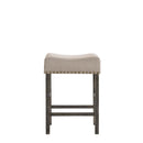 Martha II Counter Height Stool 2Pc, Tan Linen & Weathered Gray Finish Acme