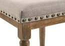 Farsiris Counter Height Stool 2Pc, Beige Fabric & Weathered Oak Finish Acme