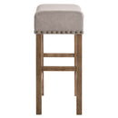 Martha II Counter Height Stool 2Pc, Tan Linen & Weathered Oak Finish Acme