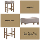 Martha II Counter Height Stool 2Pc, Tan Linen & Weathered Oak Finish Acme