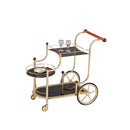 Lacy Serving Cart, Black Glass & Gold Plated Finish Acme