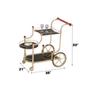 Lacy Serving Cart, Black Glass & Gold Plated Finish Acme