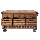 Kaif Kitchen Cart, Distressed Chestnut Finish Acme