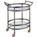 Lakelyn Serving Cart, Clear Glass & Brushed Bronze Finish Acme