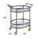 Lakelyn Serving Cart, Clear Glass & Brushed Bronze Finish Acme