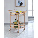 Lakelyn Serving Cart, Clear Glass & Rose Gold Finish Acme