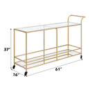 Kenda Serving Cart, Clear Glass, Mirrored & Gold Finish Acme