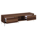 Raceloma  71" TV Stand, LED, Walnut & Chrome Finish Acme