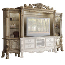 Dresden Entertainment Center, Gold Patina & Bone Finish Acme