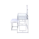 Carenze II Vanity Set w/Stool, White Faux Fur & Chrome Finish Acme