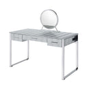 Myles Vanity Set w/Stool, Antique White & Chrome Finish Acme