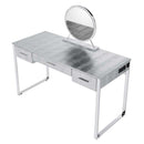 Myles Vanity Set w/Stool, Antique White & Chrome Finish Acme