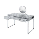 Myles Vanity Set w/Stool, Antique White & Chrome Finish Acme