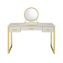 Myles Vanity Set w/Stool, Antique White & Champagne Finish Acme