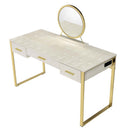 Myles Vanity Set w/Stool, Antique White & Champagne Finish Acme