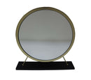 Adao Vanity Mirror & Stool, Faux Fur, Mirror, Black & Brass Finish Acme