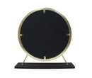 Adao Vanity Mirror & Stool, Faux Fur, Mirror, Black & Brass Finish Acme