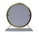 Adao Vanity Mirror & Stool, Faux Fur, Mirror, White & Brass Finish Acme