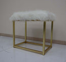 Adao Vanity Mirror & Stool, Faux Fur, Mirror, Pink & Gold Finish Acme