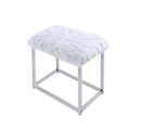 Adao Vanity Mirror & Stool, Faux Fur, Mirror, White & Chrome Finish Acme