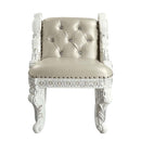 Vanaheim Vanity Stool, Beige Faux Leather & Antique White Finish Acme