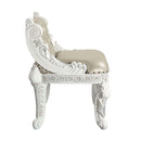 Vanaheim Vanity Stool, Beige Faux Leather & Antique White Finish Acme