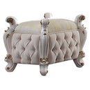 Picardy Vanity Stool, Fabric & Antique Pearl Finish Acme