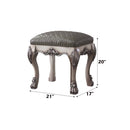 Dresden Vanity Stool, Vintage Bone White & Faux Leather Acme