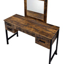 Juvanth Vanity Desk & Mirror, Rustic Oak & Black Finish Acme