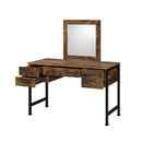 Juvanth Vanity Desk & Mirror, Rustic Oak & Black Finish Acme