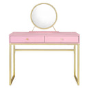 Coleen Vanity Desk w/Mirror & Jewelry Tray, Pink & Gold Finish Acme