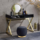 Coleen Vanity Desk w/Mirror & Jewelry Tray, Black & Gold Finish Acme