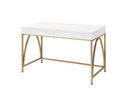 Lightmane Vanity Desk, White High Gloss & Gold Finish Acme
