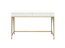 Lightmane Vanity Desk, White High Gloss & Gold Finish Acme