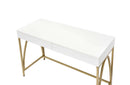 Lightmane Vanity Desk, White High Gloss & Gold Finish Acme