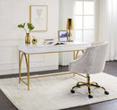 Lightmane Vanity Desk, White High Gloss & Gold Finish Acme